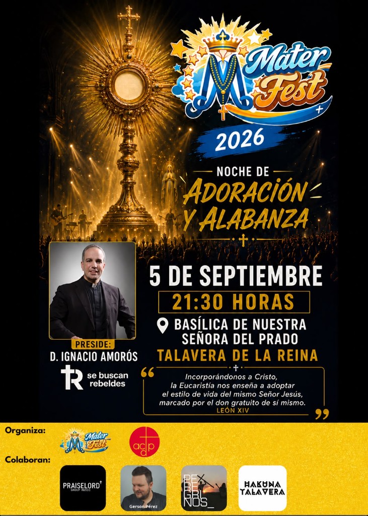 Cartel de la Noche de Adoración y Alabanza · Mater Fest 2026